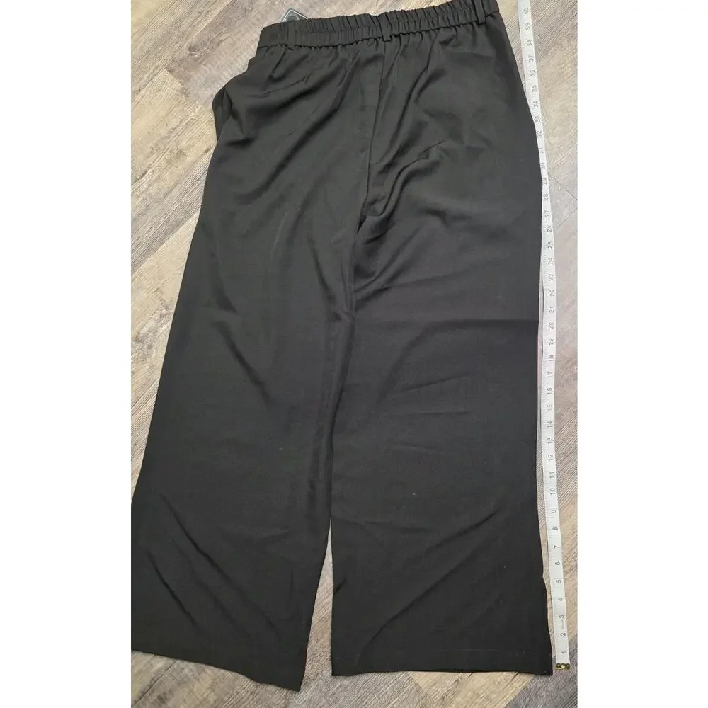 ZAFUL Pants Womens Size L Black Wide Leg Elastic Waist Side Pockets NWT - Picture 10 of 10